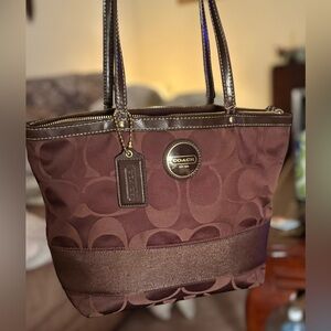 Coach Chocolate Brown Signature Tote